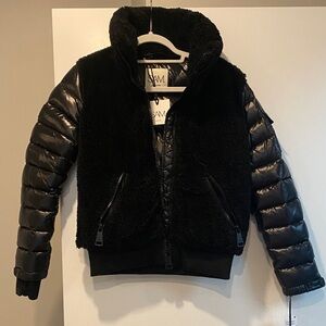 SAM Black Quilted Jacket with Faux Fur